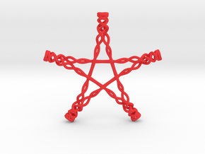 Twisted Pentagram in Red Processed Versatile Plastic