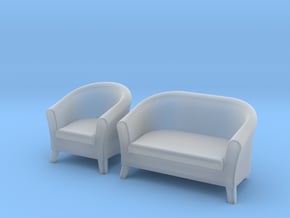 1:48 Club-Style Sofa Set in Tan Fine Detail Plastic