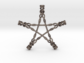 Twisted Pentagram in Polished Bronzed Silver Steel