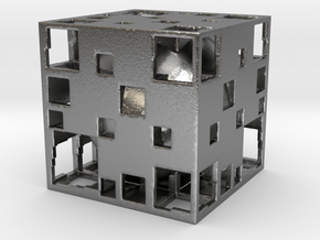 Undead Cube Sphere Menger F27 in Natural Silver