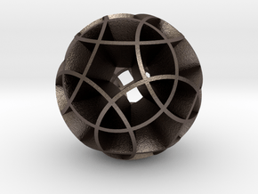 Rhombicosidodecahedron (wide) in Polished Bronzed Silver Steel