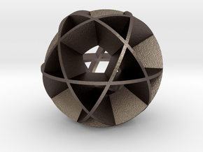 Icosidodecahedron (wide) in Polished Bronzed Silver Steel