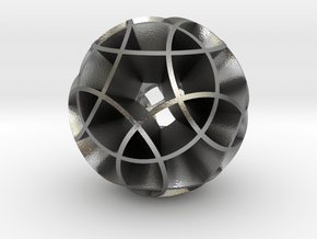 Rhombicosidodecahedron (wide) in Natural Silver