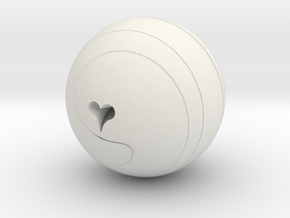 Helix Sphere with heart motif ~ small in White Natural Versatile Plastic