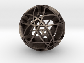 Pentragram Dodecahedron 2 in Polished Bronzed Silver Steel