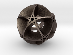 Pentragram Dodecahedron 1 (wide) in Polished Bronzed Silver Steel