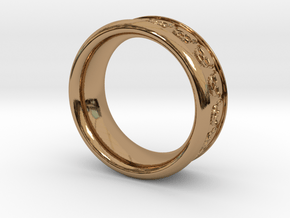 Skull Ring 9 in Polished Brass