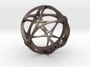 Pentagram Dodecahedron 1 (narrow, small) in Polished Bronzed Silver Steel