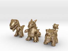 Miniature Dinos in Polished Gold Steel