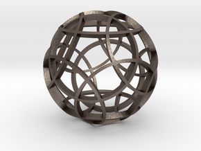 Rhombicosidodecahedron (narrow) in Polished Bronzed Silver Steel