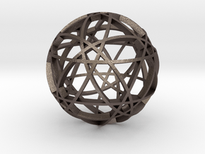 Pentagram Dodecahedron 2 (narrow) in Polished Bronzed Silver Steel