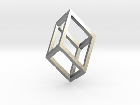 Cube Pendant in Natural Silver