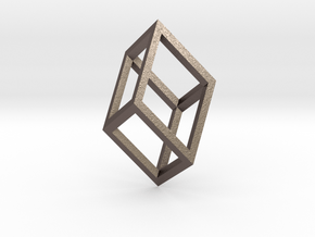 Cube Pendant in Polished Bronzed Silver Steel
