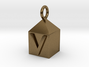 Keychain With Letter - V in Natural Bronze