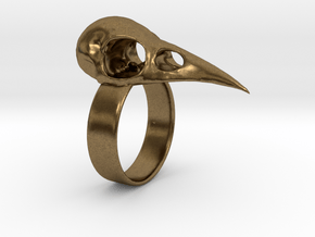 Realistic Raven Skull Ring - Size 11 in Natural Bronze
