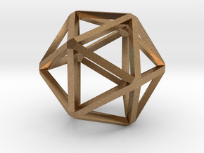 Icosahedron Thinner 25mm in Natural Brass