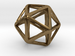 Icosahedron Wireframe Catmull Clark  30mm in Natural Bronze