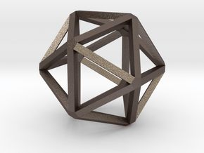 Icosahedron Thinner 25mm in Polished Bronzed Silver Steel