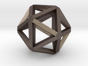 Icosahedron Thick Wireframe 25mm in Polished Bronzed Silver Steel