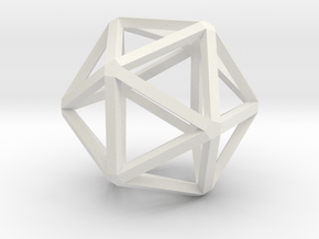 Icosahedron Thinner 25mm in White Natural Versatile Plastic