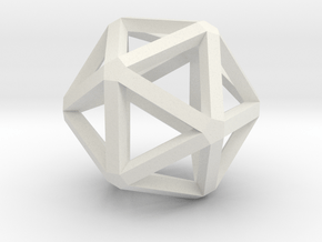 Icosahedron Thick Wireframe 25mm in White Natural Versatile Plastic