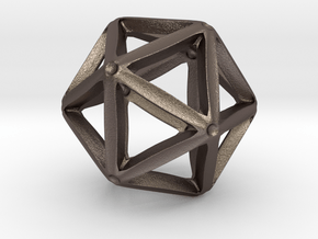 Icosahedral Pendant  28mm in Polished Bronzed Silver Steel
