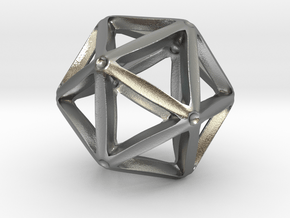 Icosahedral Pendant  28mm in Natural Silver
