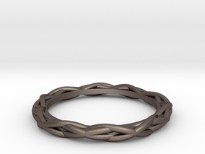Woven Ring in Polished Bronzed Silver Steel