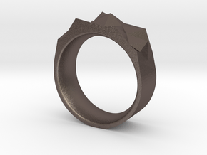 Triangulated Ring - 15mm in Polished Bronzed Silver Steel
