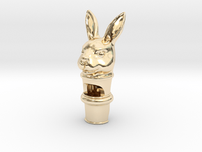 Silver Rabbit Whistle in 14K Yellow Gold