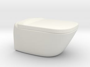 Toilet, wall hung with lid - 1:12 in White Natural Versatile Plastic: 1:12