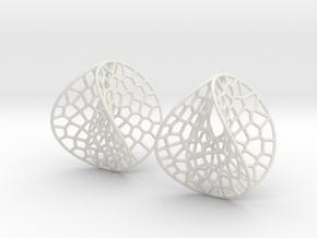 Enneper Voronoi Dream Earrings (3 sizes) in White Natural Versatile Plastic: Medium