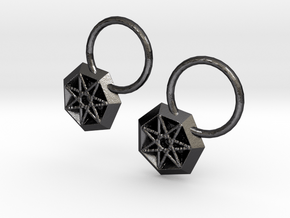 Star Earrings in Polished and Bronzed Black Steel