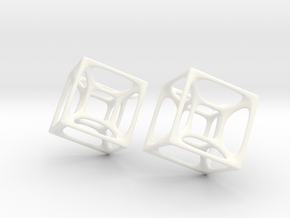 Hypercube Earrings in White Processed Versatile Plastic