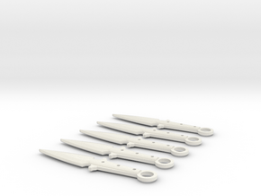 1:6 scale throwing knife x5 in White Natural Versatile Plastic