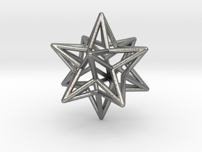 Stellated Dodecahedron Star Earring in Natural Silver