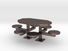 scale 1:24 Picnic Table in Polished Bronzed Silver Steel