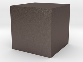 1cm Solid Cube in Polished Bronzed Silver Steel