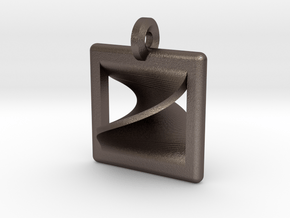 moebius square pendant in Polished Bronzed Silver Steel