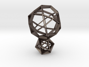 Polyhedral Sculpture #25 in Polished Bronzed Silver Steel
