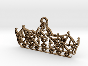 Queen of Hearts crown tiara charm or pendant 2mm t in Natural Brass