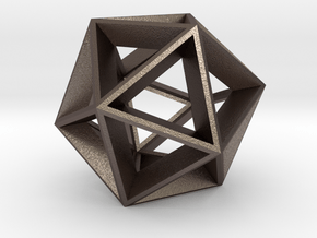 Polyhedral Sculpture #20 in Polished Bronzed Silver Steel