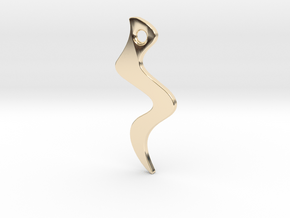 Curved Pendant - Water Element in 14K Yellow Gold