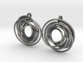 twin rail mobius earrings pair in Polished Silver