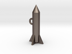 Rocket Pendant in Polished Bronzed Silver Steel
