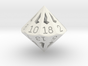 18 Sided Die - Regular in White Natural Versatile Plastic