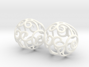 Filigree Sphere EARRINGS  in White Processed Versatile Plastic