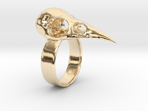 Realistic Raven Skull Ring - Size 9 in 14K Yellow Gold