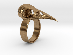 Realistic Raven Skull Ring - Size 9 in Natural Brass