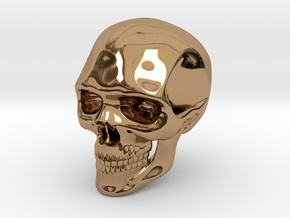 Realistic Human Skull (40mm H) in Polished Brass